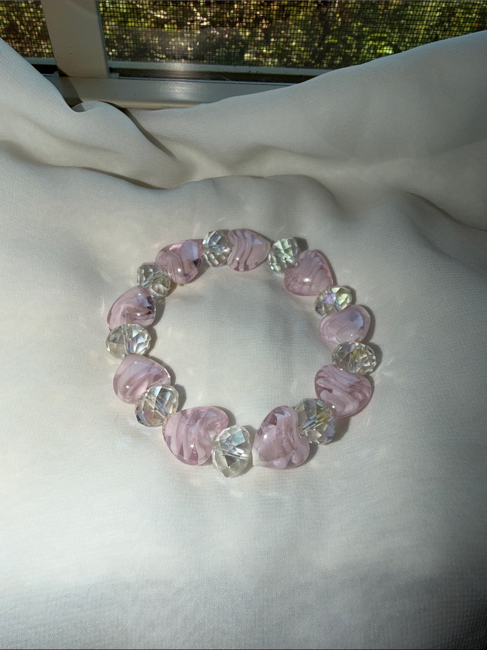 Pink Heart Stretch Bracelet - Women Jewelry